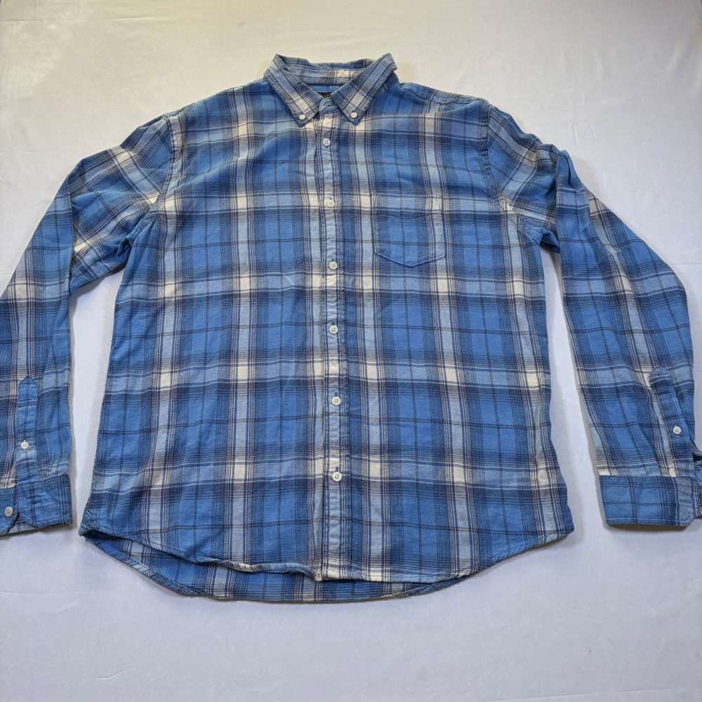 Aeropostale Mens Blue White Plaid Button Down Shirt L Long Sleeve LXZGCH 09/15